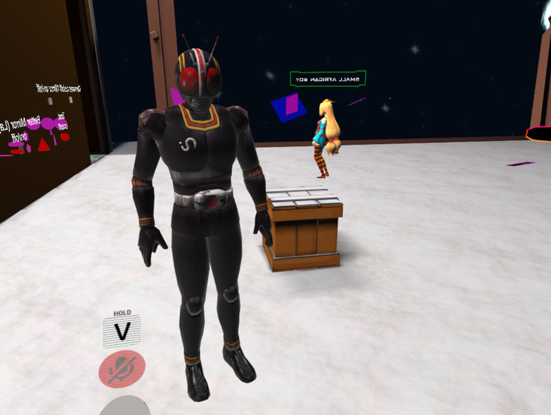 Not being able to stomach being seen as a stock anime girl, I converted a Kamen Rider model from an old Wii game into a custom avatar.